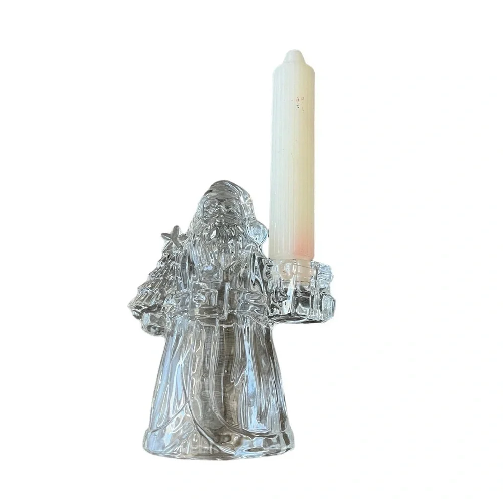 Santa-Lead Crystal Candle Holder, International Silver Company Crystal Santa